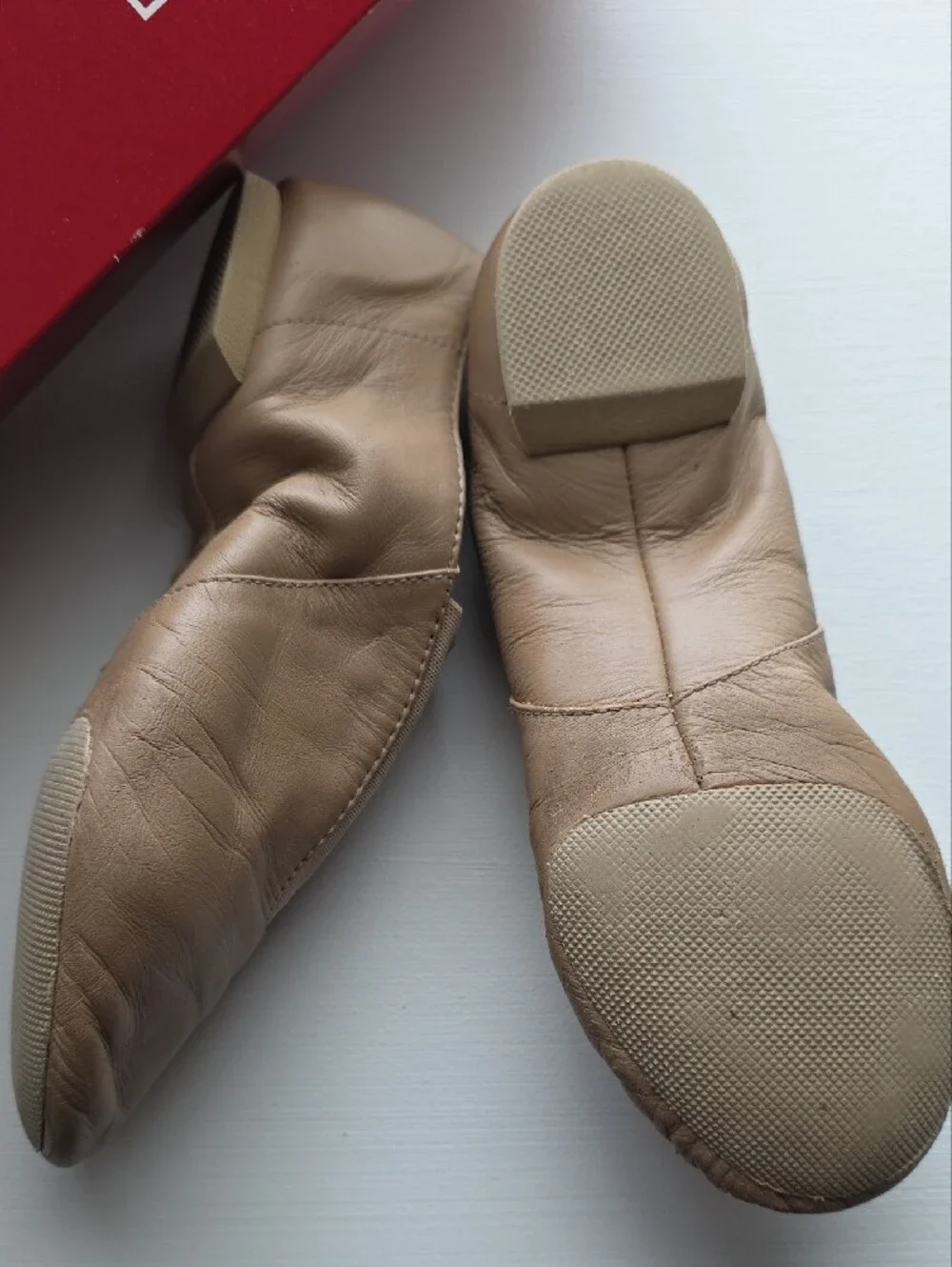 Capezio Beige Leather Slip-On Jazz Shoes